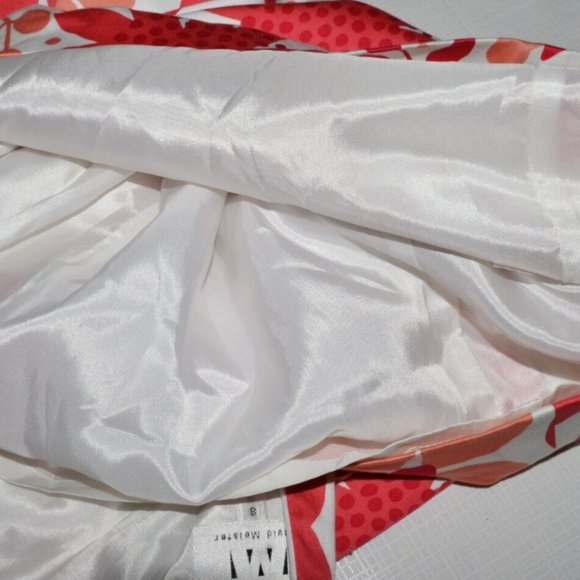 DAVID MEISTER NEW NWT SZ 8 M MEDIUM WHITE CORAL MINI HALTER SUMMER DRESS - Picture 9 of 9